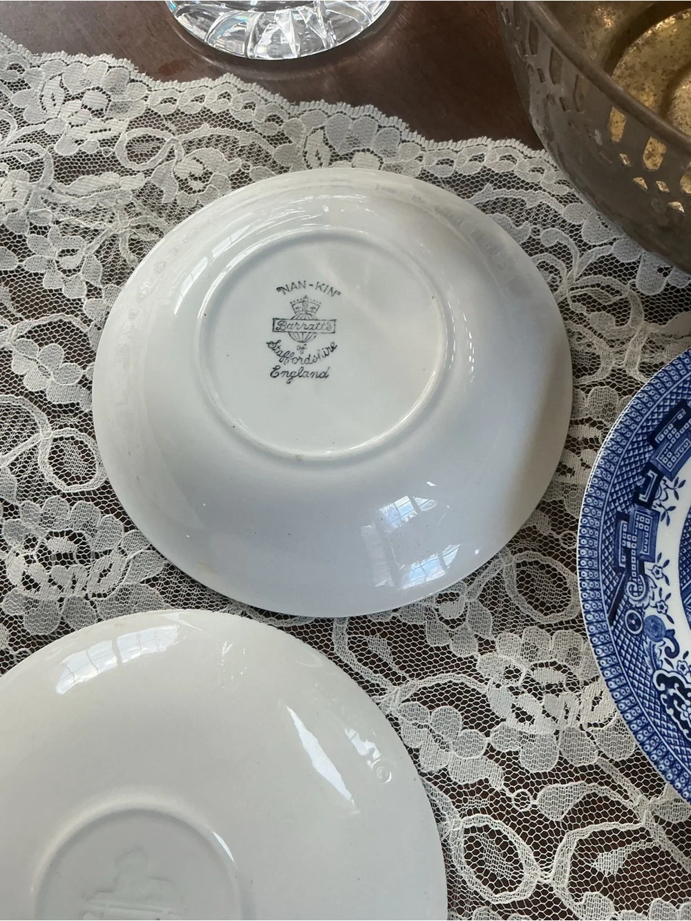 Churchill Staffordshire Mixed Lot Saucers Small Bowls Blue White Transferware